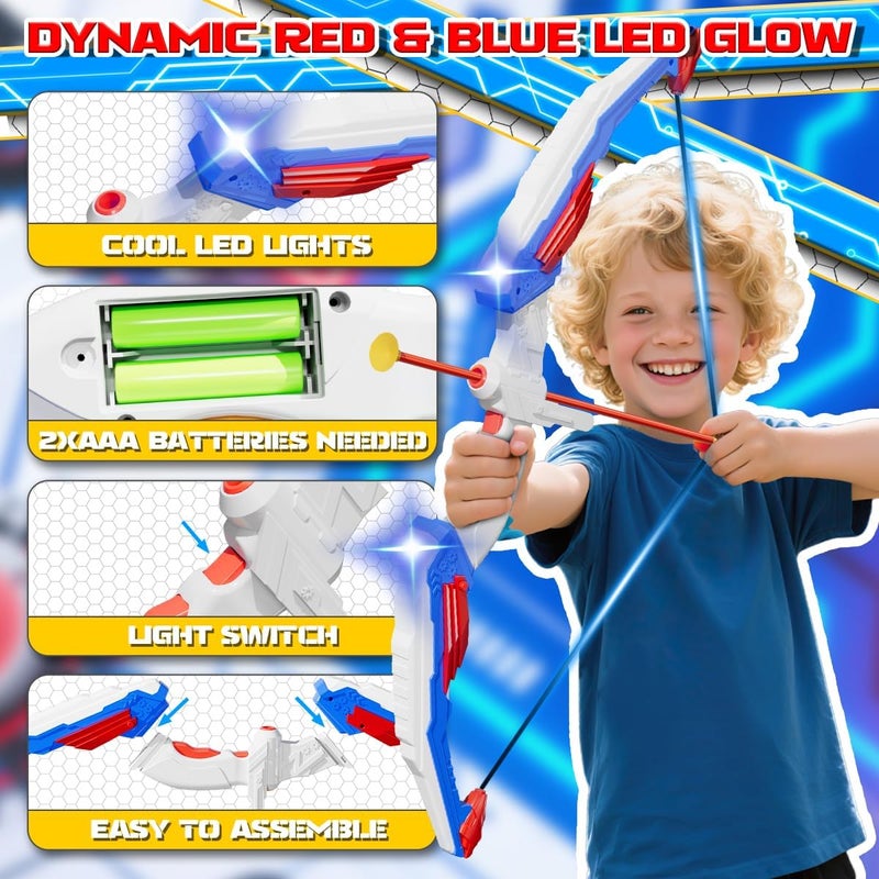 MLDKA Kids Bow and Arrow Set, LED Light Up Archery Toy Set with Suction Cup Arrows, Standing Target & Quiver, Indoor and Outdoor Toys Sport Gifts for Kids, Boys & Girls Ages 4 5 6 7 8 9 10 11 12 - Image 5